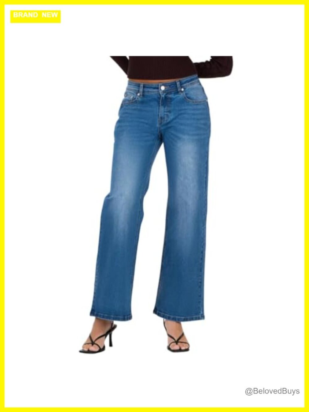 Low Rise Baggy Stretch Denim Jeans Wide Leg Cable Chain Trim
